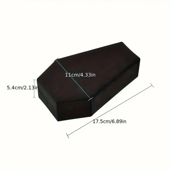 {NEW} Black and Red Decorative Coffin Shaped Jewelry Box - Picture 8 of 8